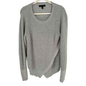 Banana Republic Gray Crew Neck Asymmetric Sweater Classic Knit Winter Size XL